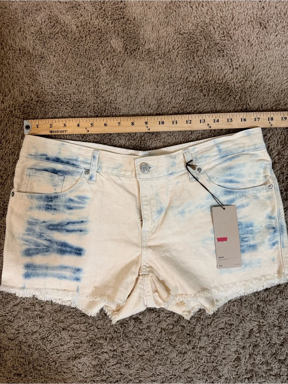 NWT Levi's Tie-Dye Blue Cream Denim Cutoffs Shorts Women's size 34